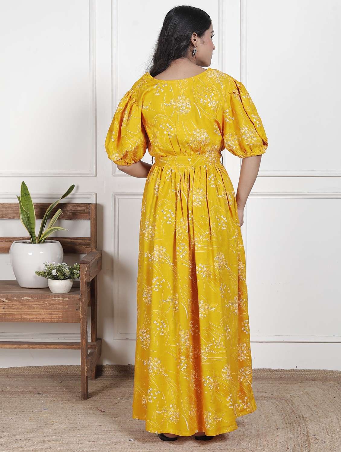 women printed puff sleeve maternity wear dress - 22076702 -  Standard Image - 2