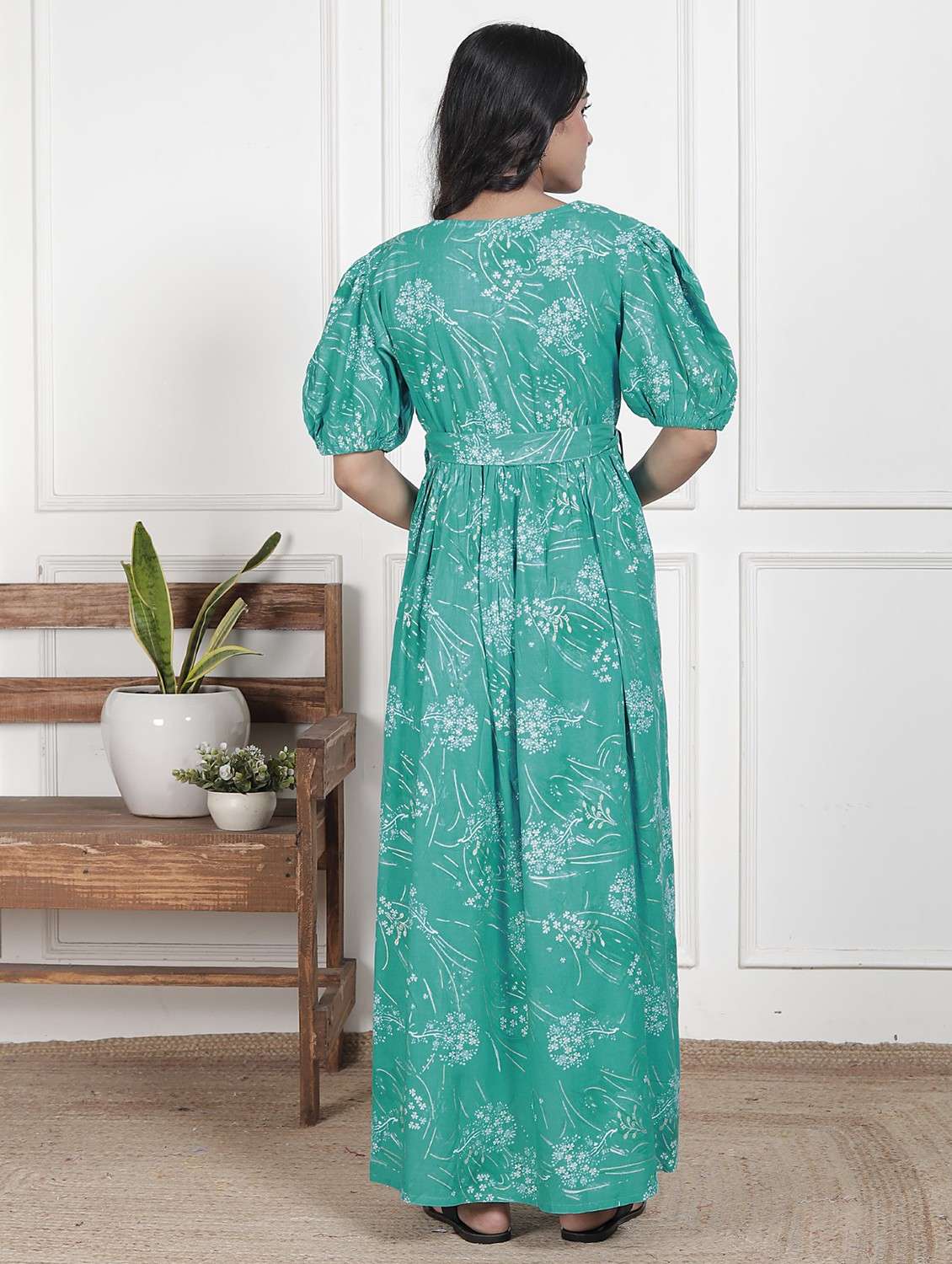 women printed puff sleeve maternity wear dress - 22076703 -  Standard Image - 2