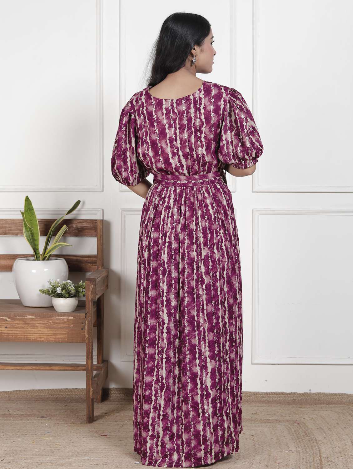 women printed puff sleeve maternity wear dress - 22076704 -  Standard Image - 2