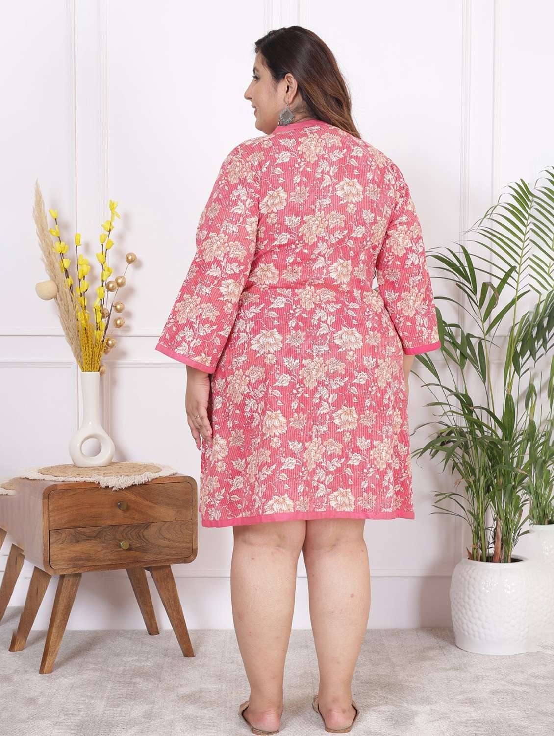 women plus size printed long sleeve a-line dress - 22076714 - Standard Image - 2