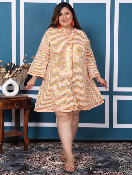 women plus size printed long sleeve a-line dress - 22076717 -  Standard Image - 0
