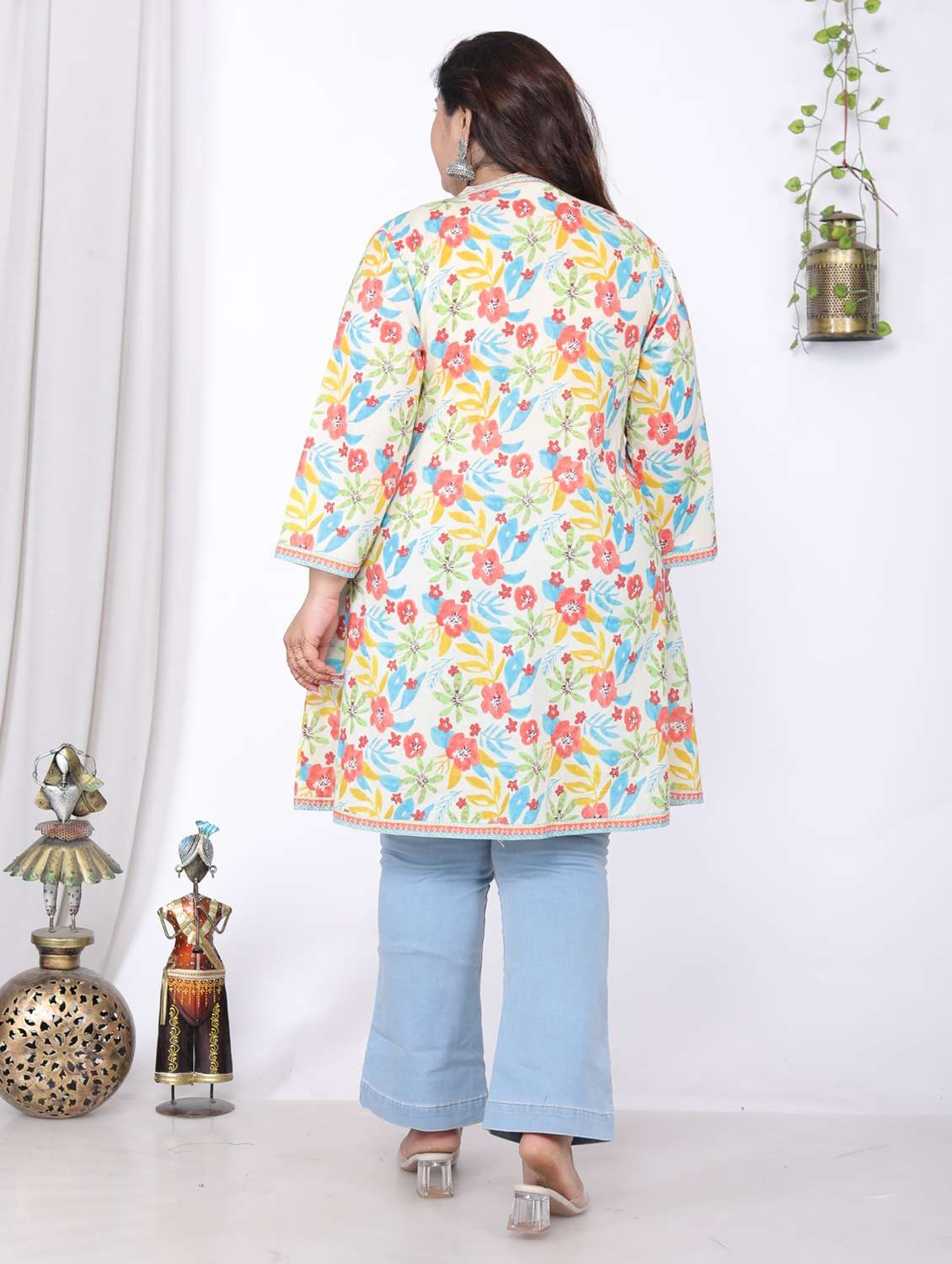 women plus size printed long sleeve a-line kurti - 22076720 - Standard Image - 2
