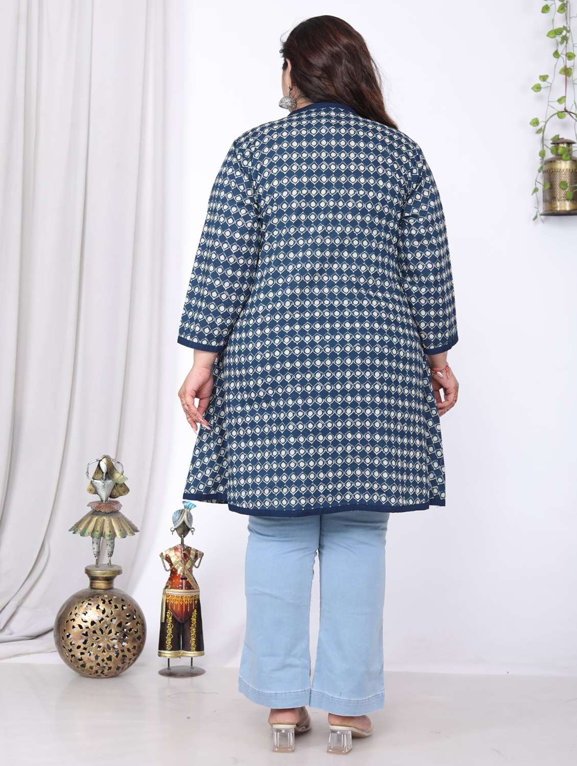 women plus size printed long sleeve a-line kurti - 22076721 - Standard Image - 2