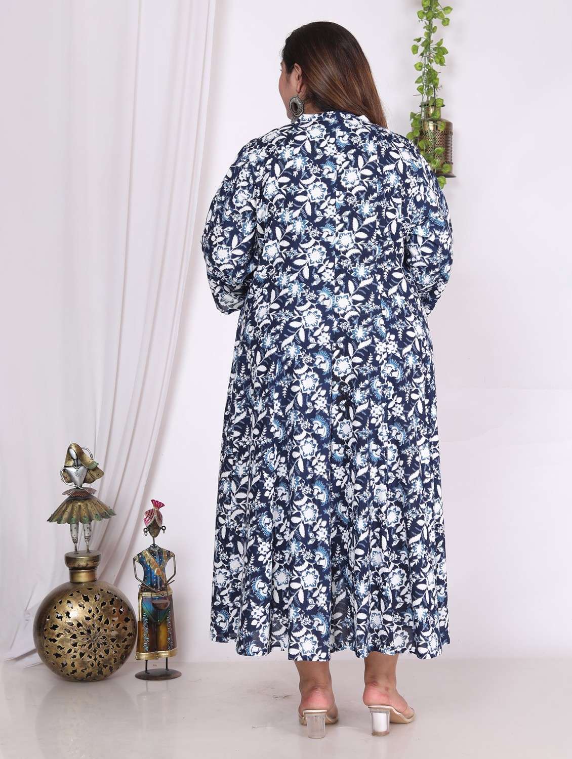 women plus size printed mandarin neck dress - 22076725 - Standard Image - 2