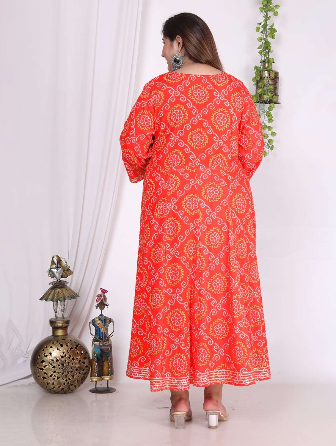 women plus size printed mandarin neck dress - 22076726 - Standard Image - 2