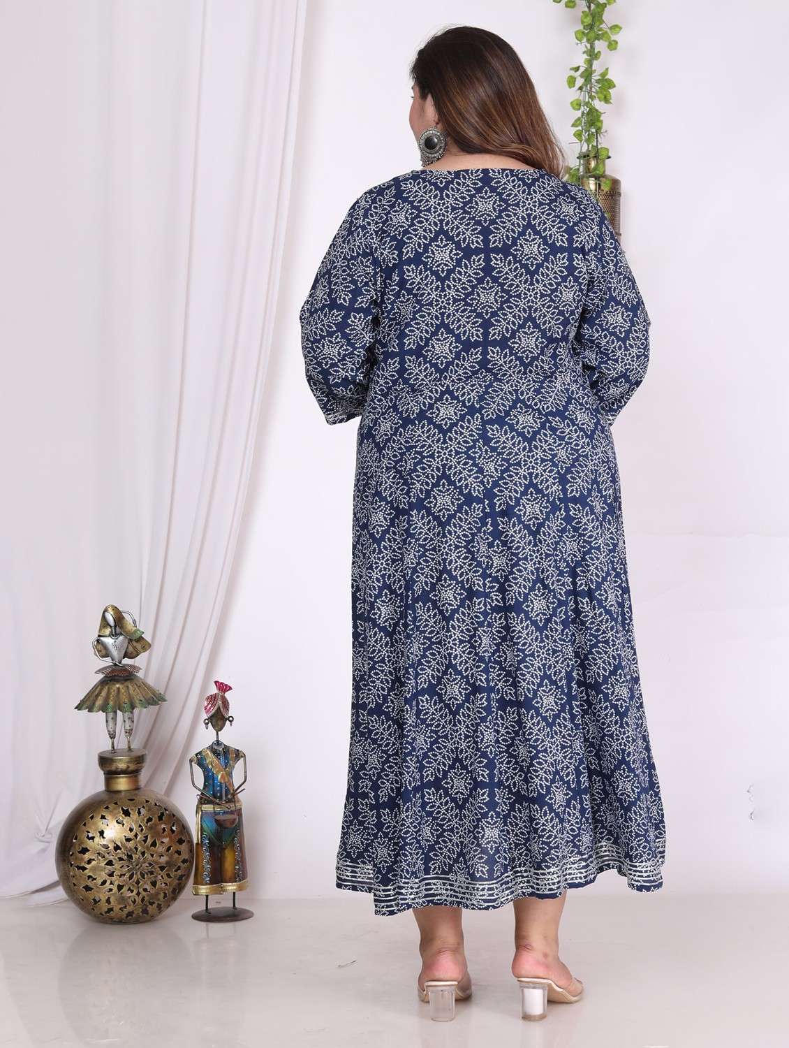 women printed three quarter sleeve a-line dress - 22076727 -  Standard Image - 2