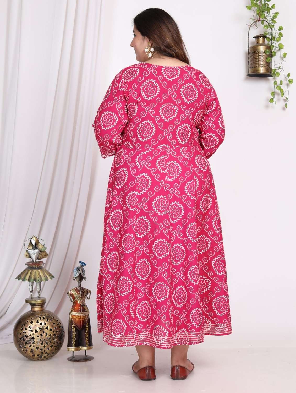 women printed three quarter sleeve a-line dress - 22076728 -  Standard Image - 2