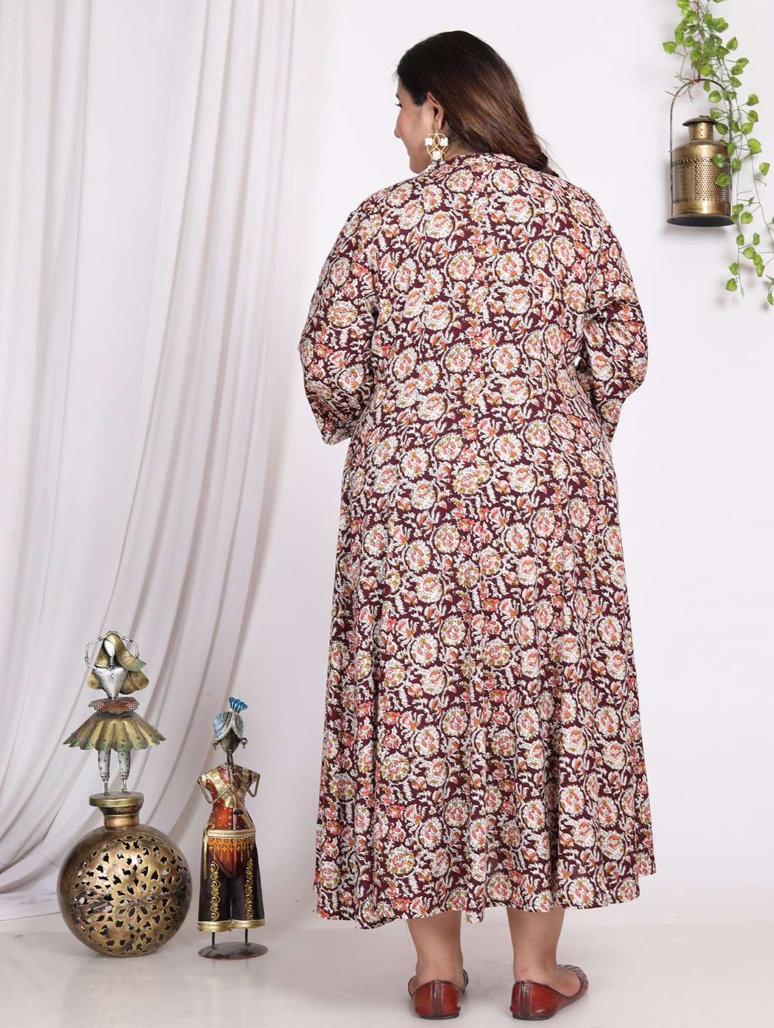 women printed three quarter sleeve a-line dress - 22076730 -  Standard Image - 2