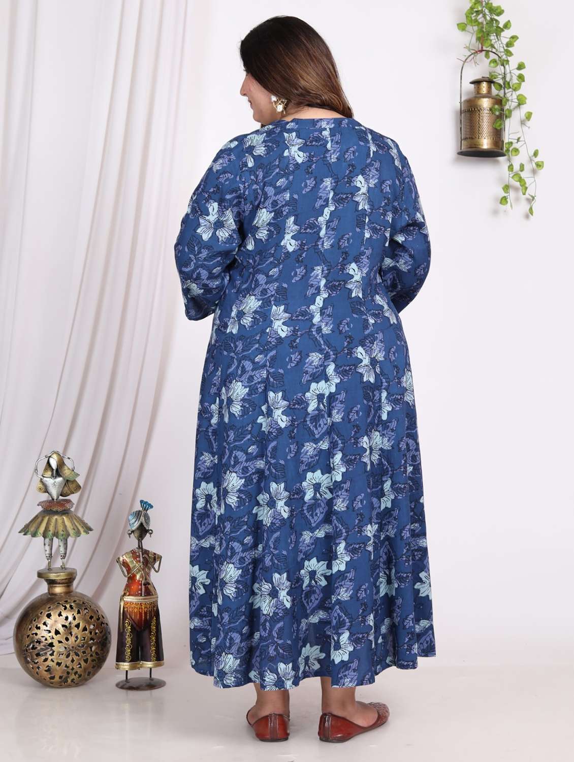 women printed three quarter sleeve a-line dress - 22076731 -  Standard Image - 2