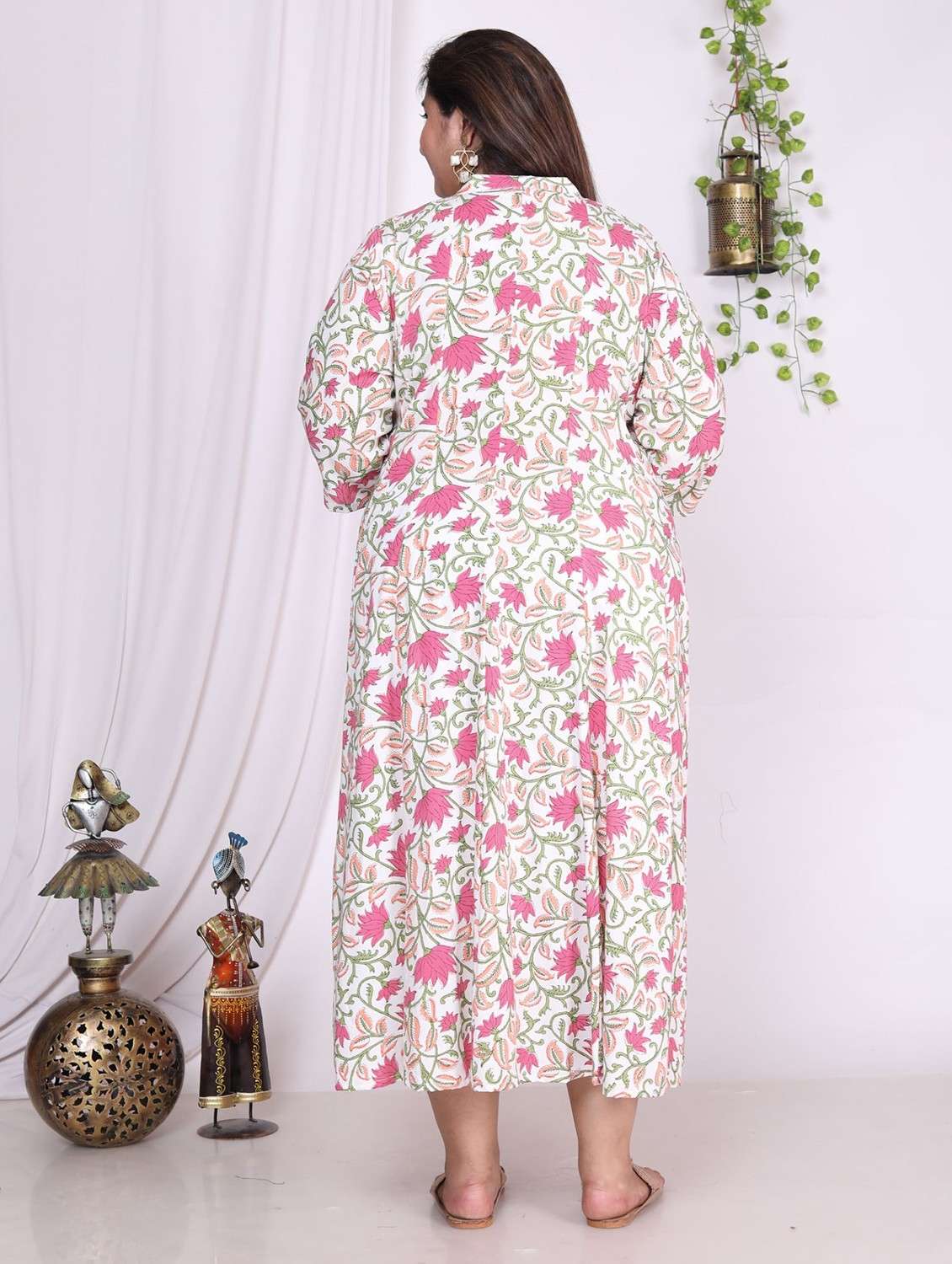 women printed three quarter sleeve flared dress - 22076736 -  Standard Image - 2