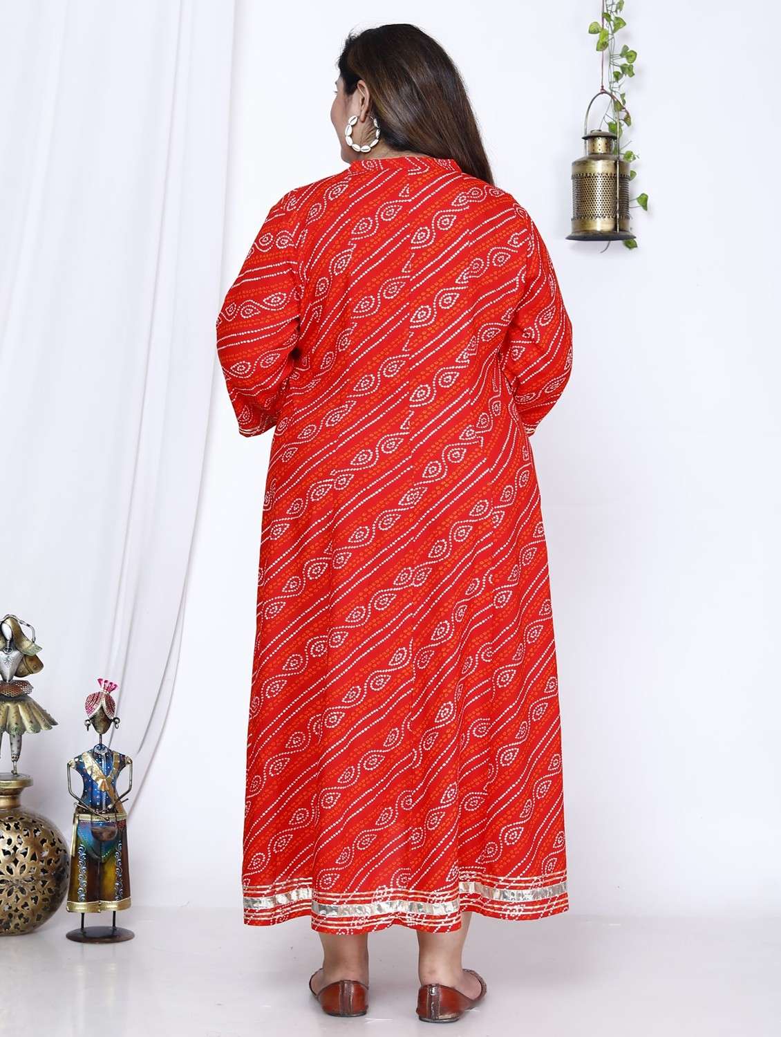 women printed three quarter sleeve flared dress - 22076743 -  Standard Image - 2