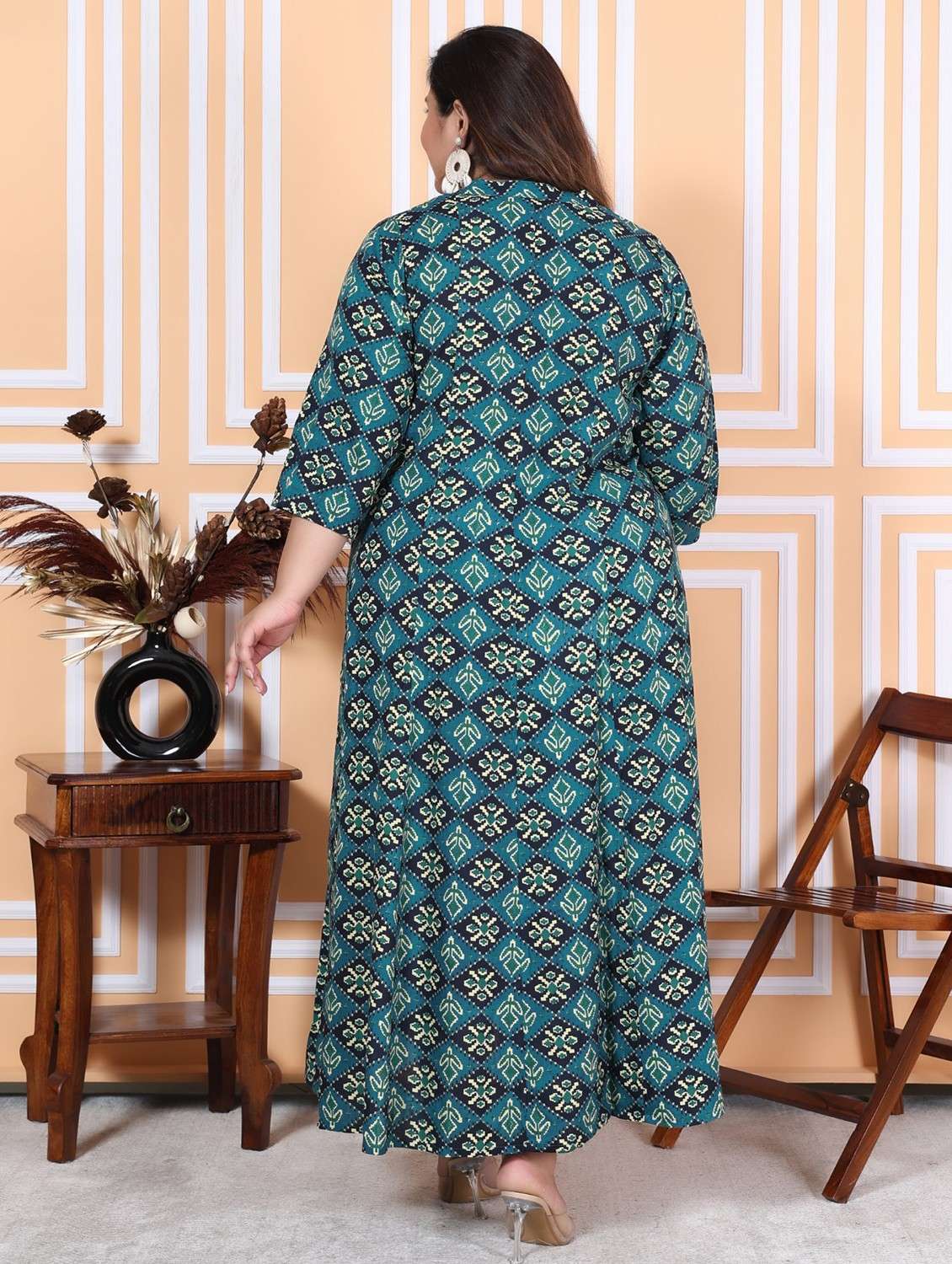 women plus size printed three quarter sleeve dress - 22076754 -  Standard Image - 2