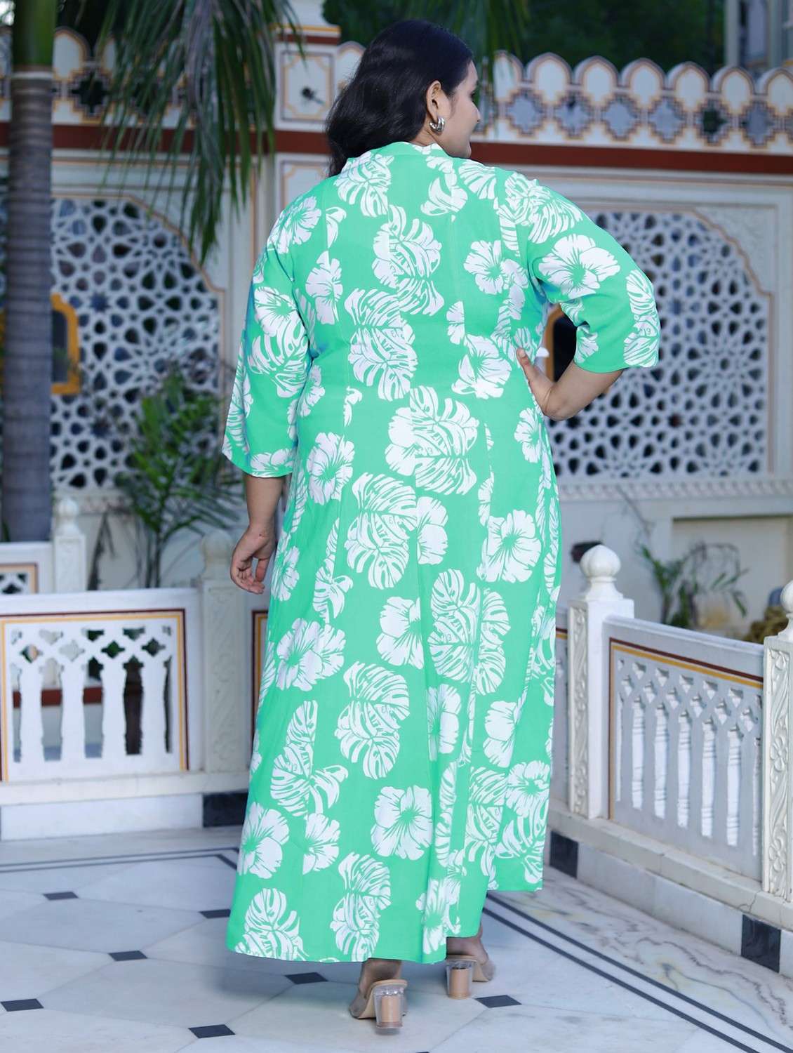 women plus size printed three quarter sleeve dress - 22076756 -  Standard Image - 2