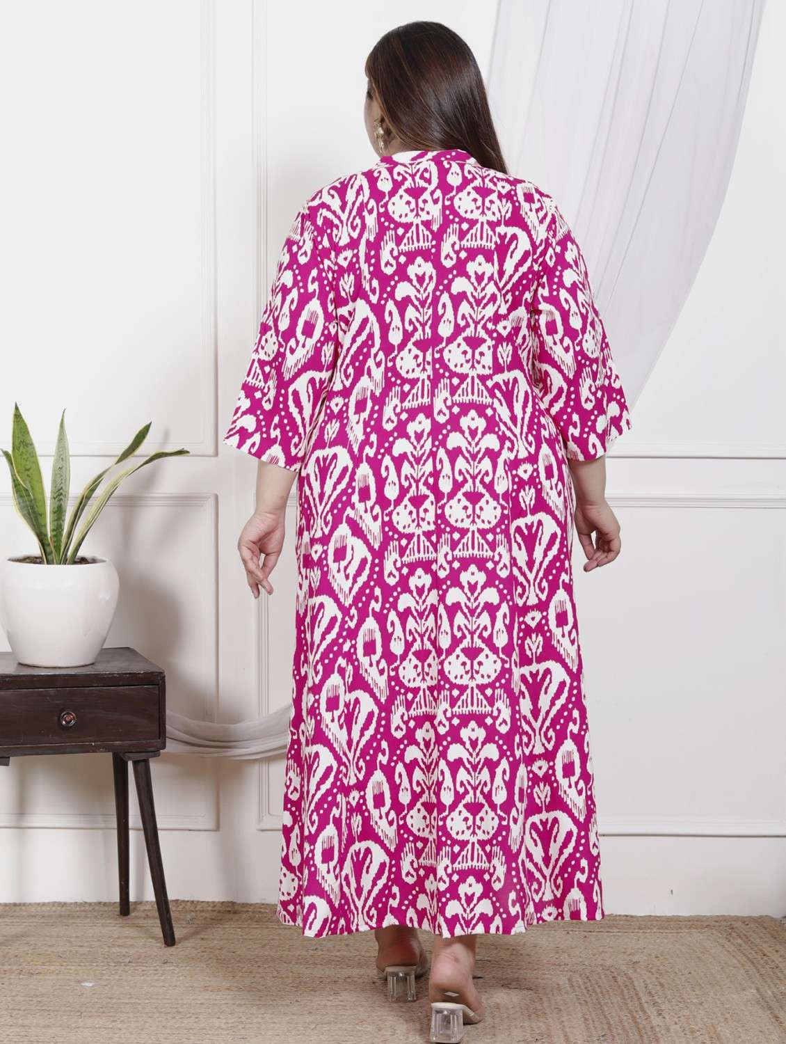 women plus size printed three quarter sleeve dress - 22076757 -  Standard Image - 2