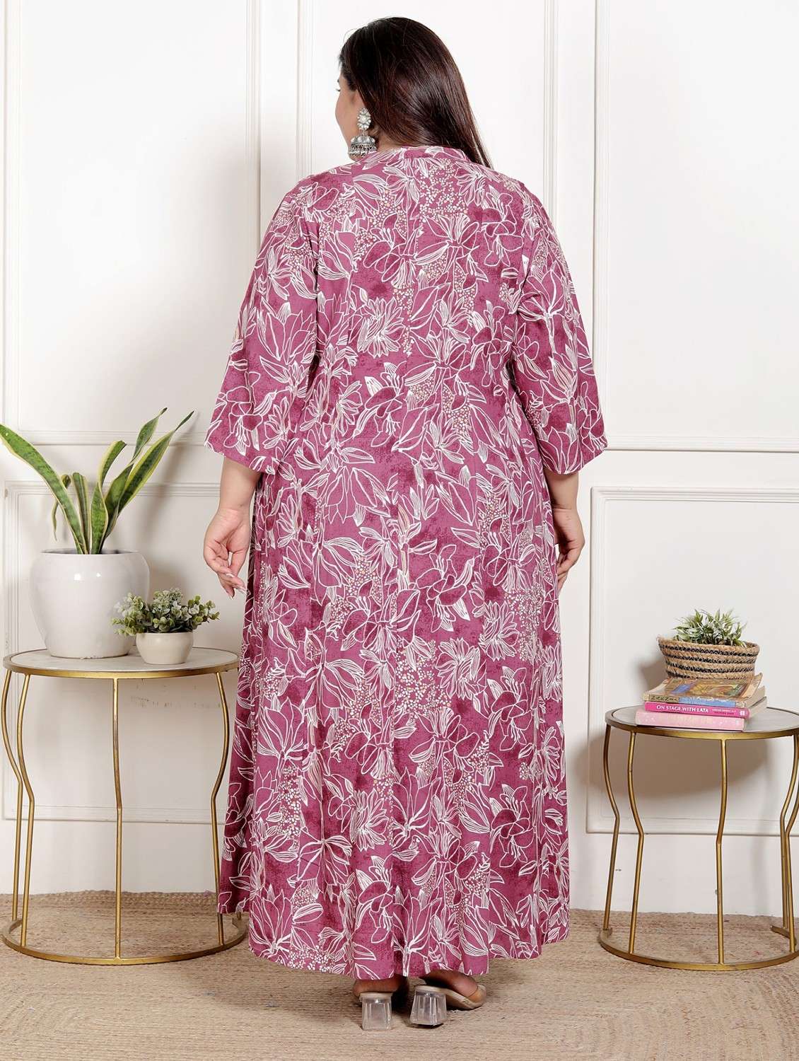 women plus size printed three quarter sleeve dress - 22076760 - Standard Image - 2