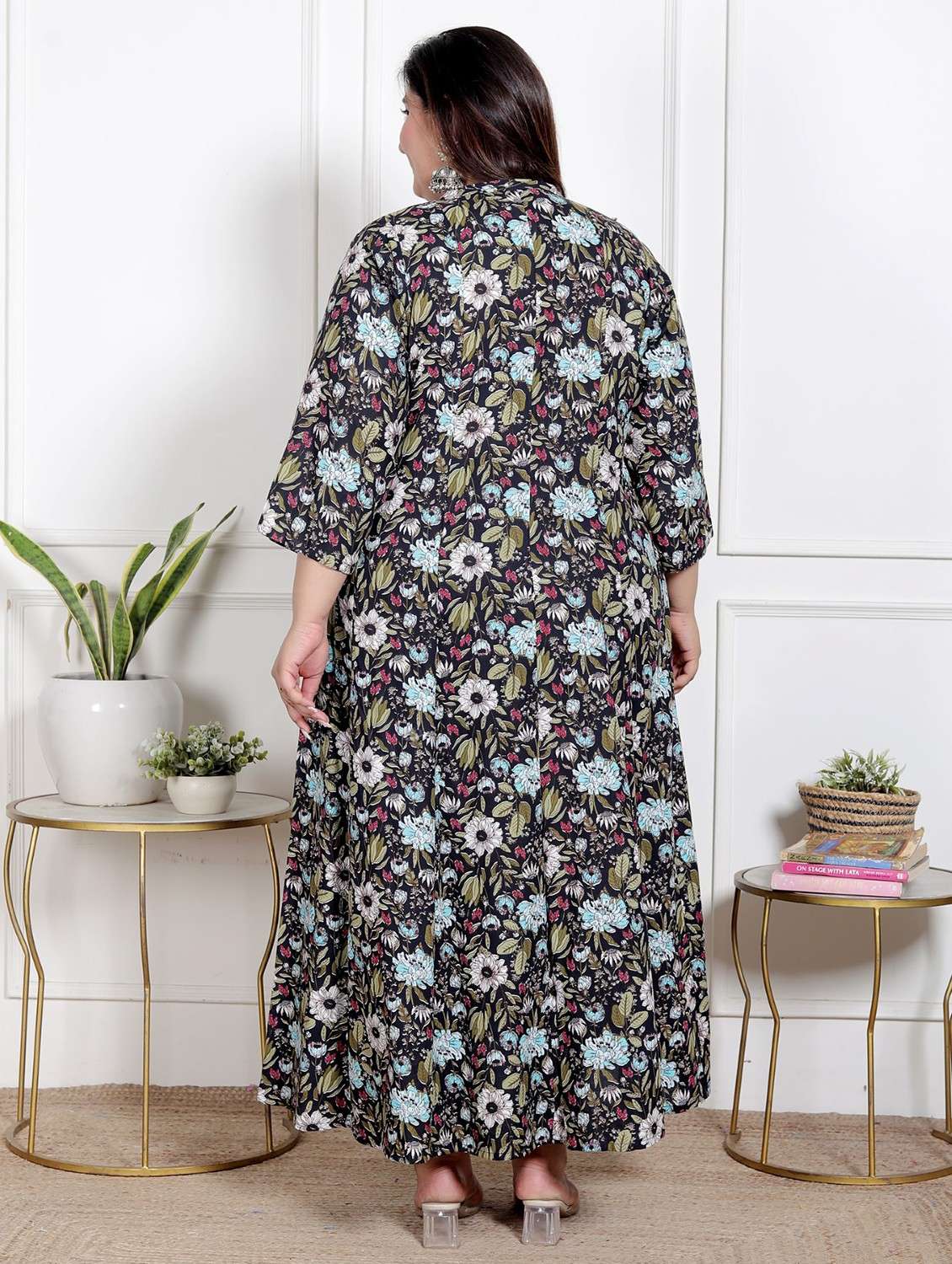 women plus size printed three quarter sleeve dress - 22076761 - Standard Image - 2