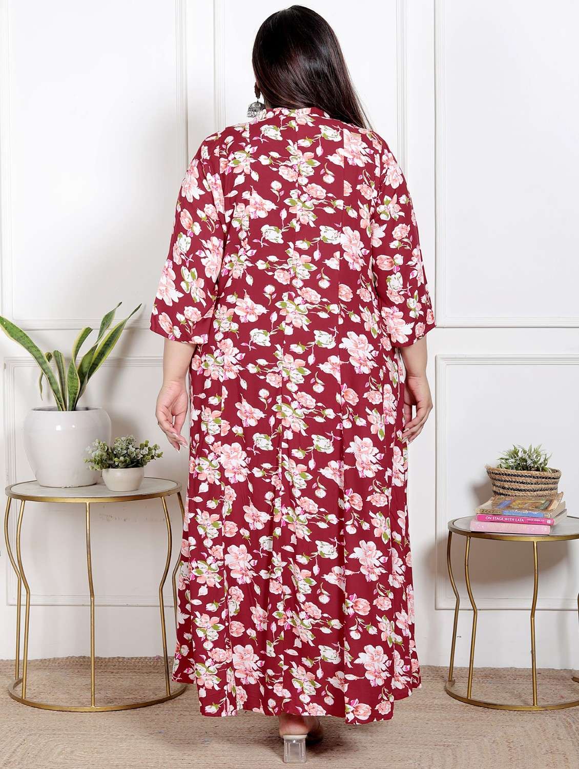 women plus size printed three quarter sleeve dress - 22076762 - Standard Image - 2