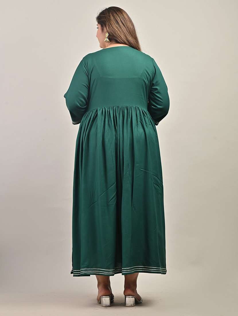 women embroidered three quarter sleeve a-line dress - 22076763 -  Standard Image - 2