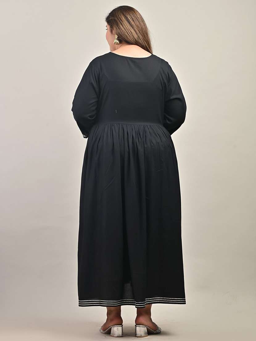 women embroidered three quarter sleeve a-line dress - 22076764 -  Standard Image - 2