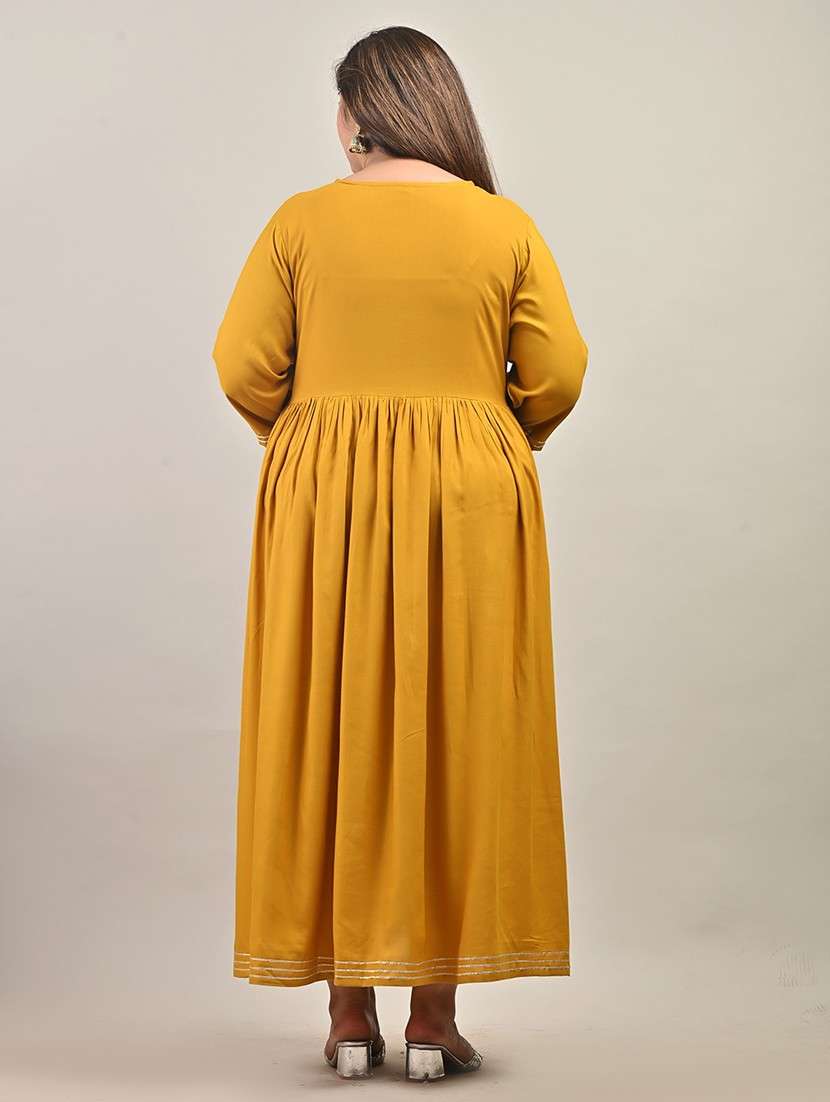 women embroidered three quarter sleeve a-line dress - 22076766 -  Standard Image - 2