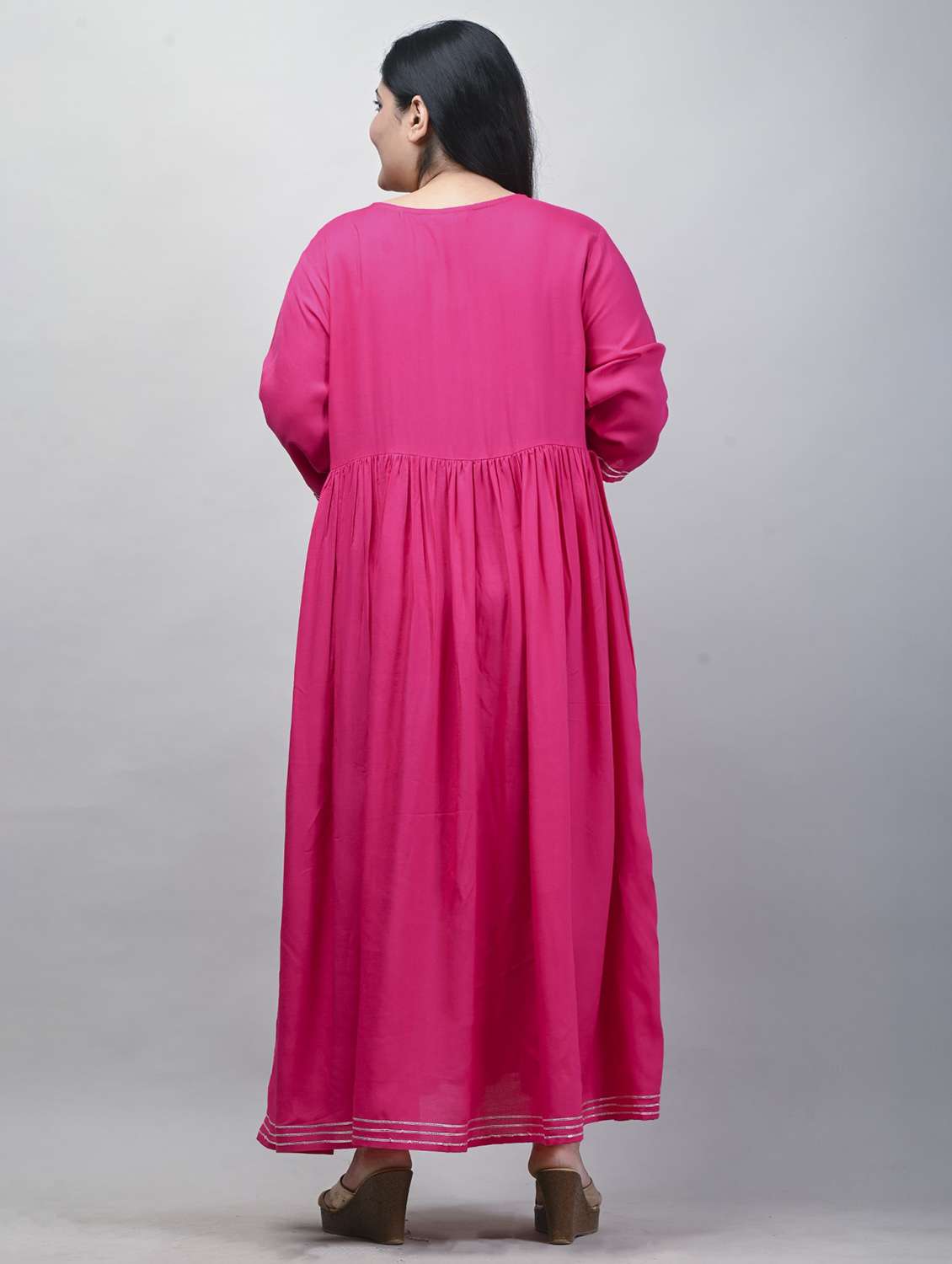 women plus size embroidered three quarter sleeve dress - 22076774 -  Standard Image - 2