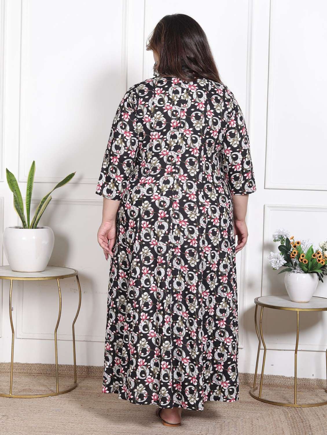 women plus size printed three quarter sleeve dress - 22076775 -  Standard Image - 2