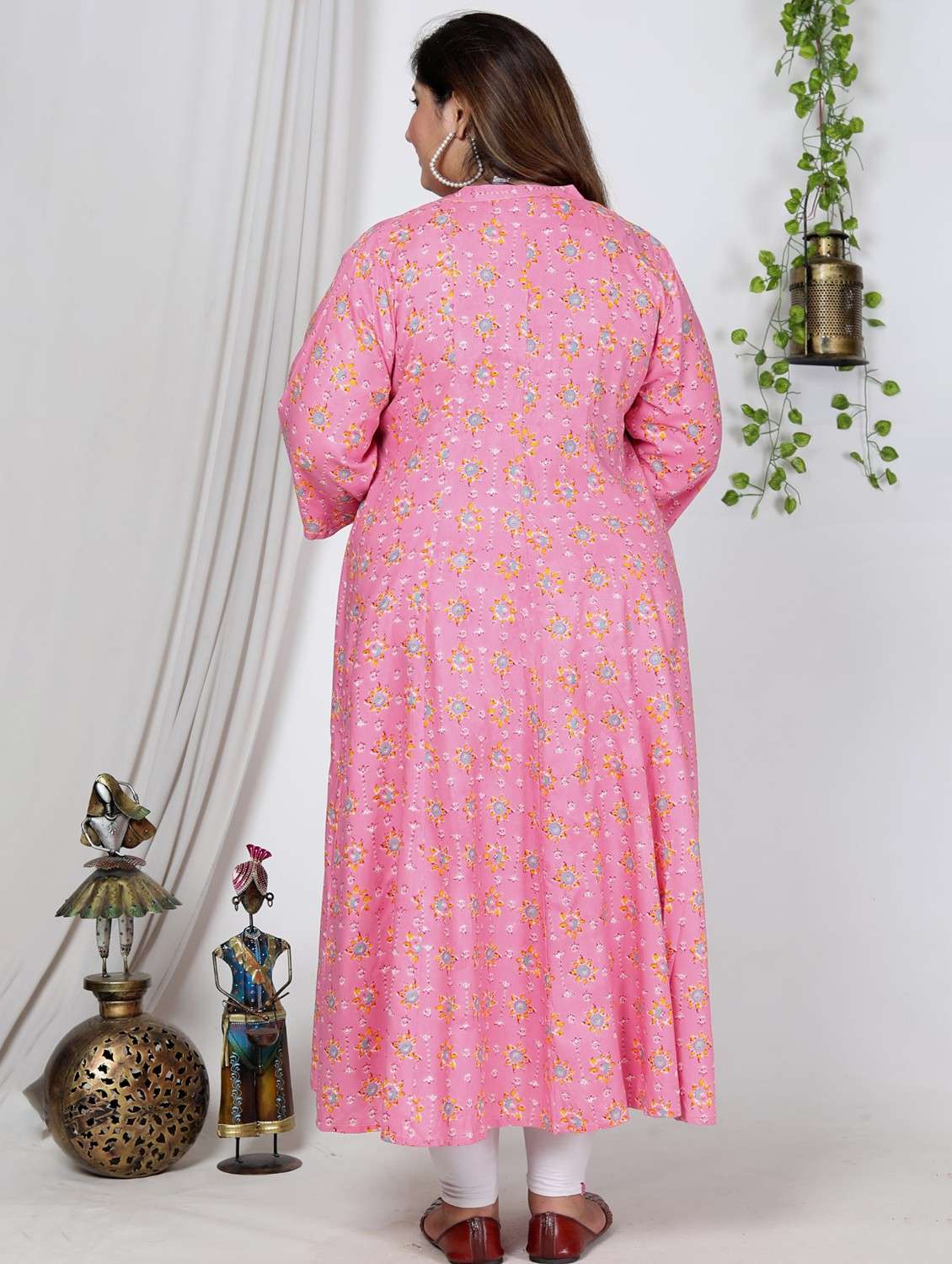 women printed three quarter sleeve flared kurta - 22076787 -  Standard Image - 2