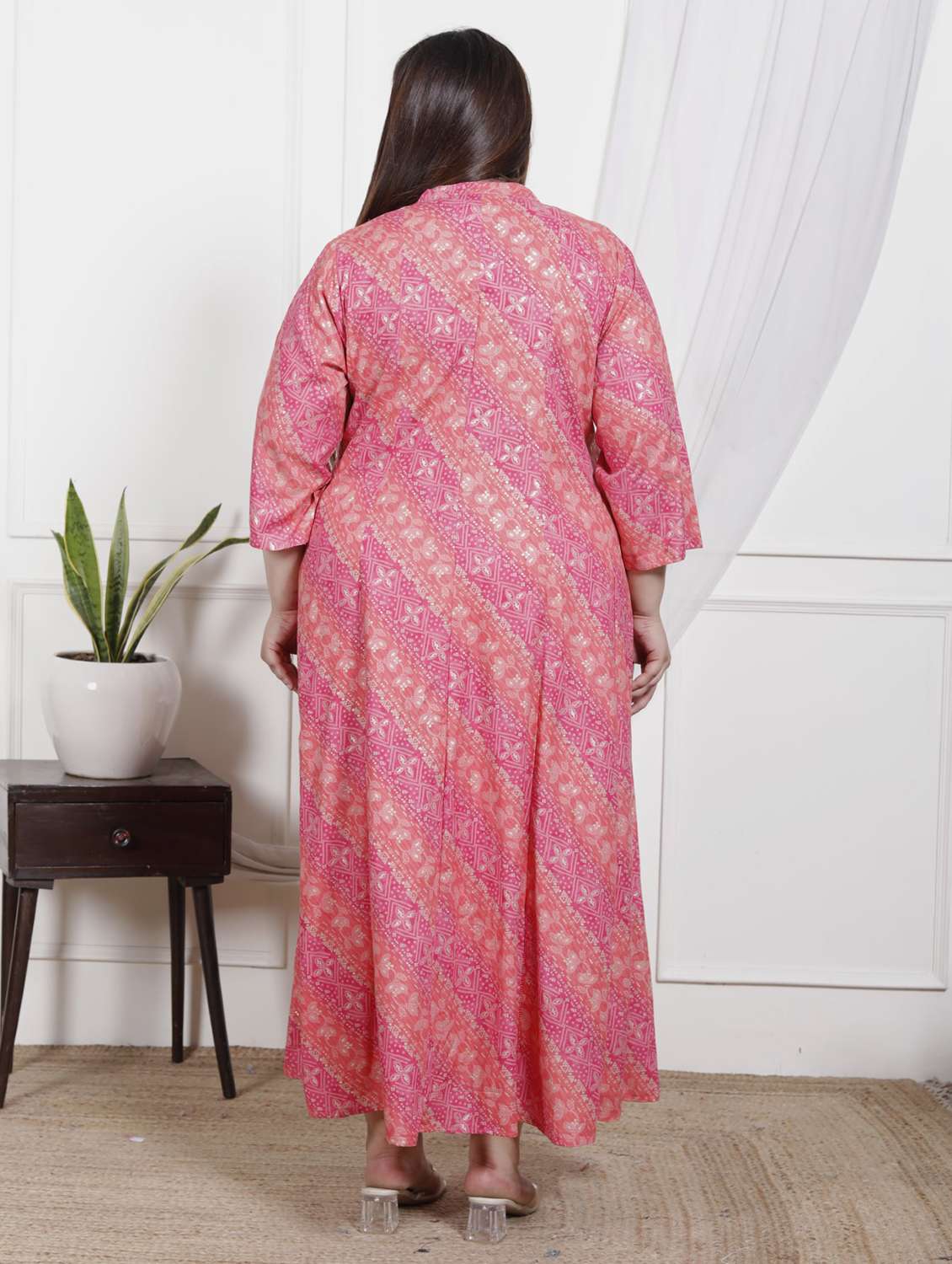 women plus size printed three quarter sleeve dress - 22076789 -  Standard Image - 2