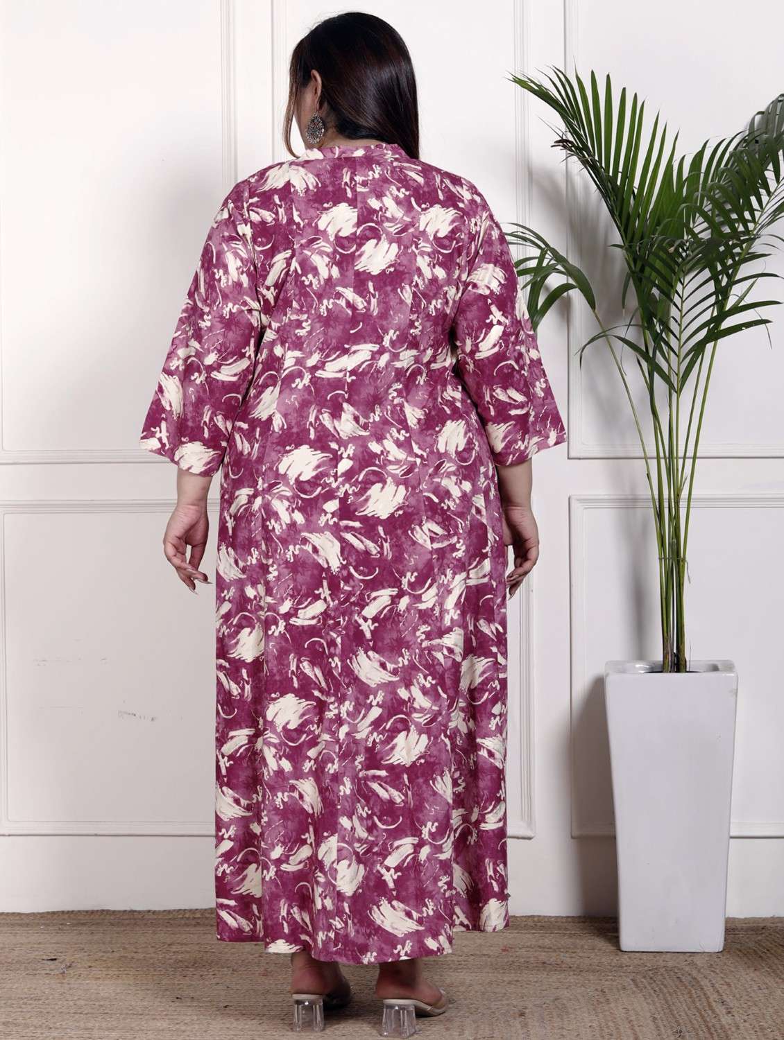women plus size printed three quarter sleeve dress - 22076793 - Standard Image - 2