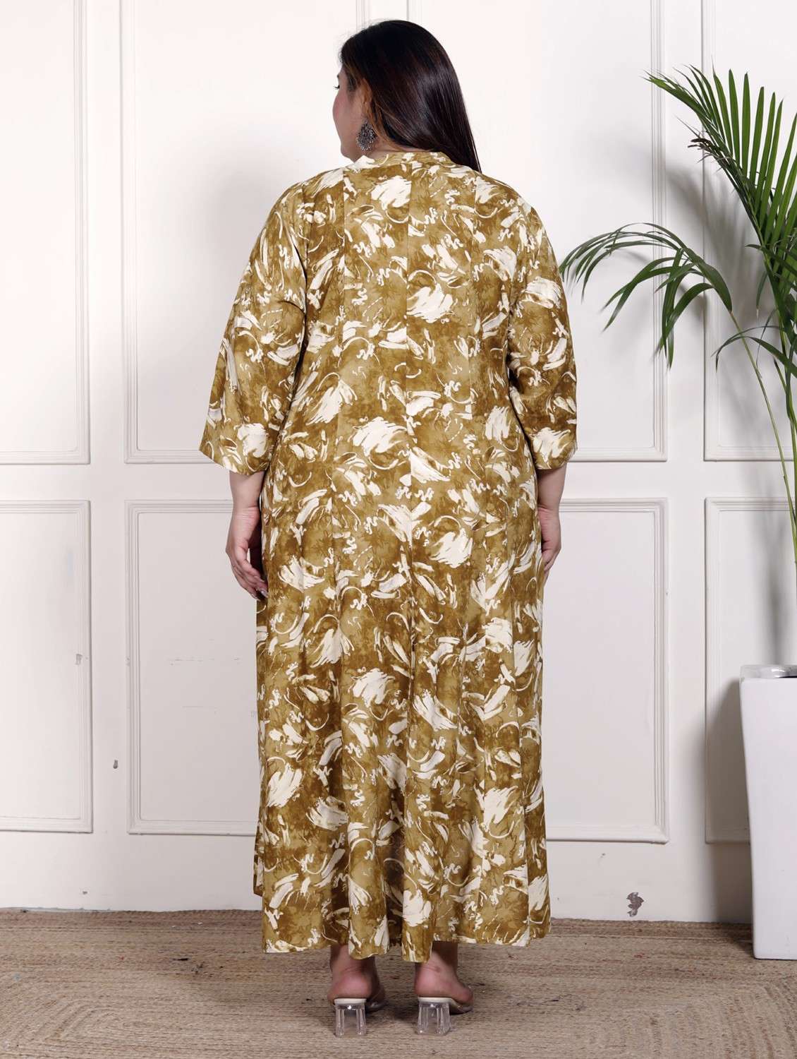women plus size printed three quarter sleeve dress - 22076795 - Standard Image - 2
