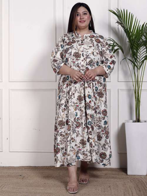 women plus size printed three quarter sleeve dress - 22076796 -  Standard Image - 0