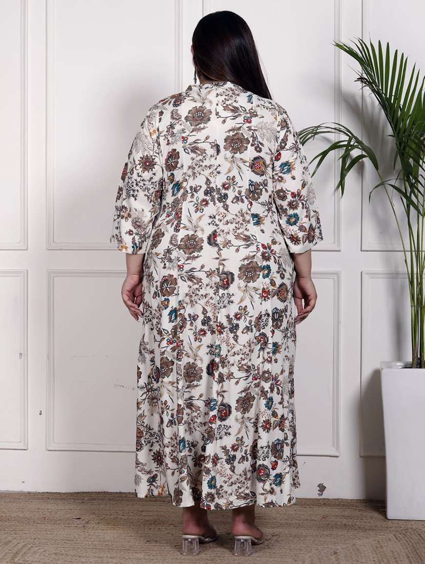 women plus size printed three quarter sleeve dress - 22076796 - Standard Image - 2