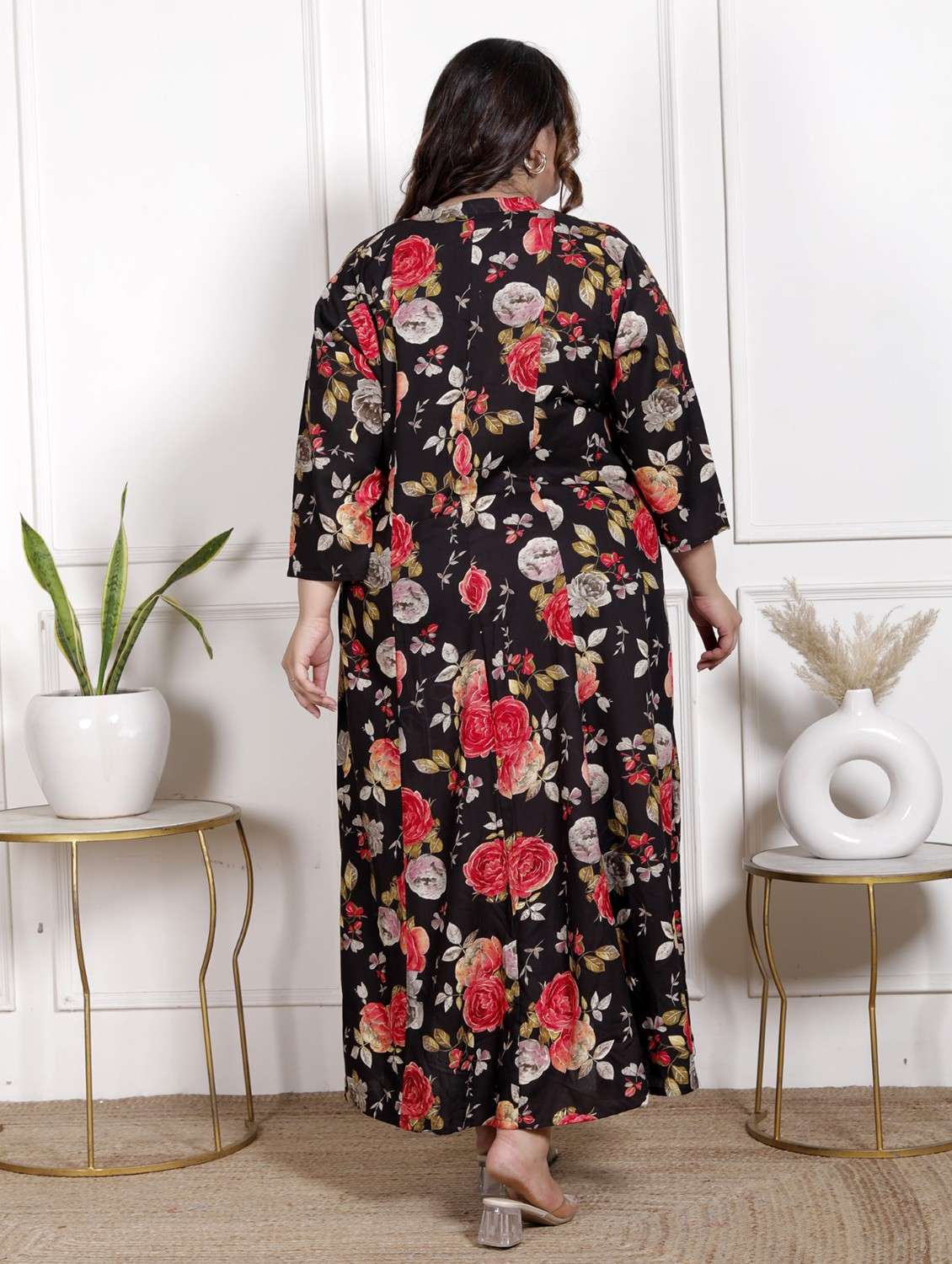 women plus size printed three quarter sleeve dress - 22076801 -  Standard Image - 2