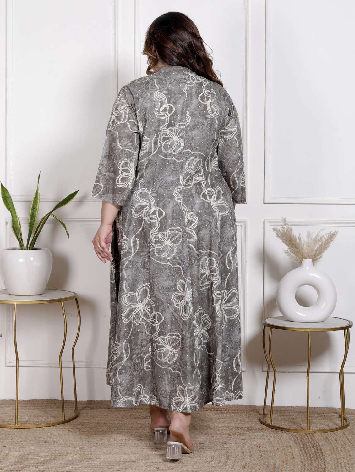 women plus size printed three quarter sleeve dress - 22076802 -  Standard Image - 2