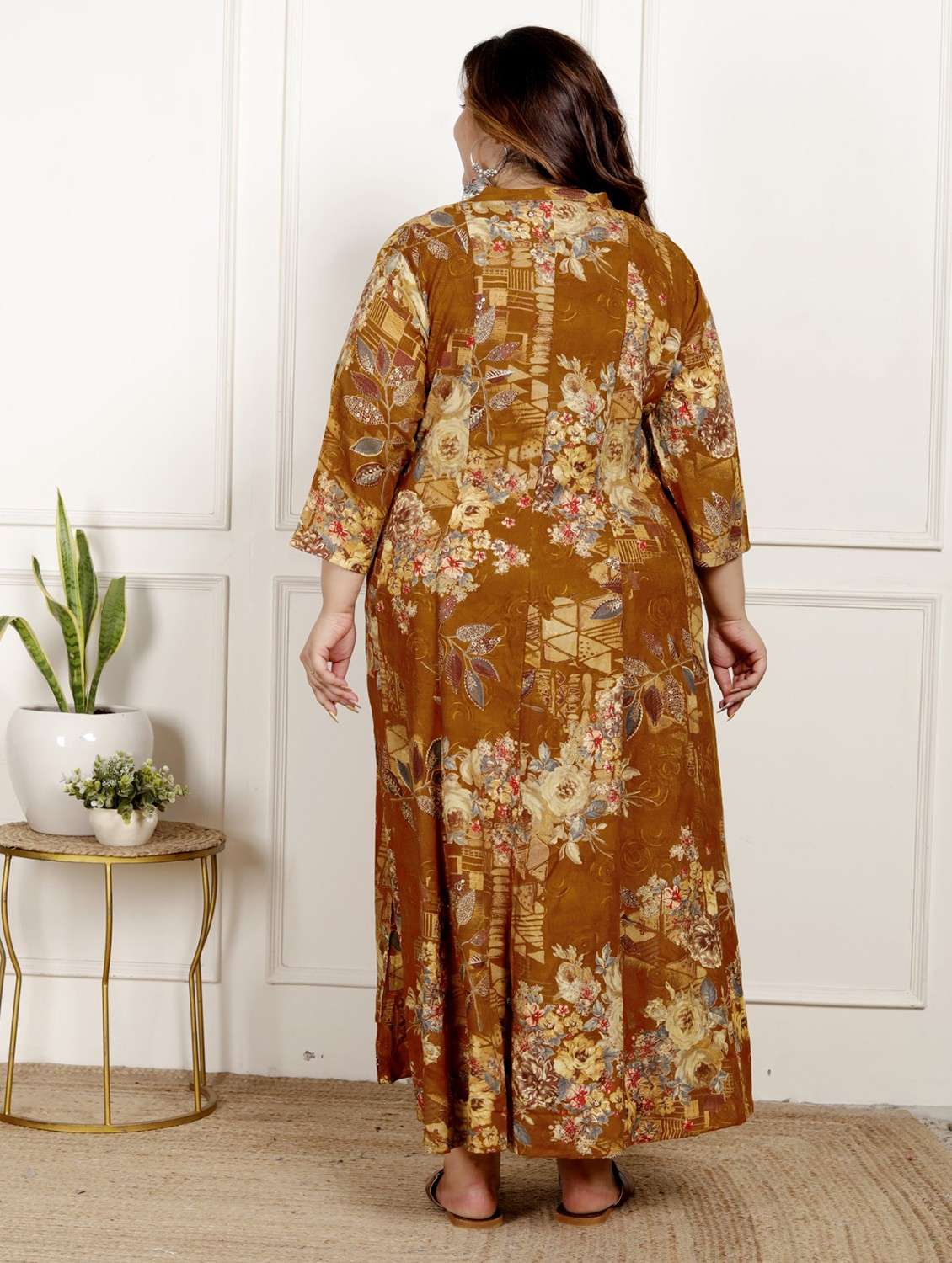 women plus size printed three quarter sleeve dress - 22076804 -  Standard Image - 2