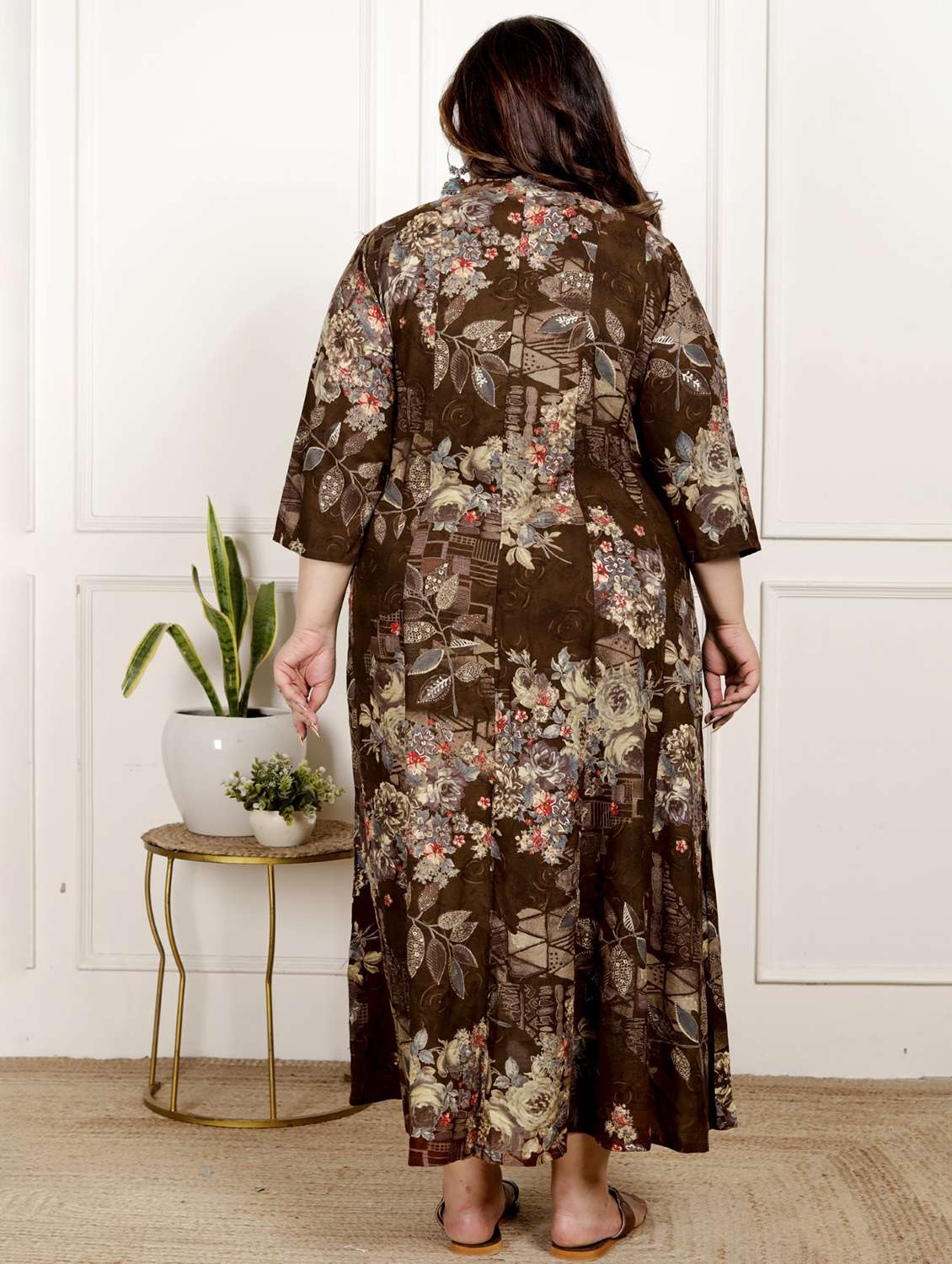 women plus size printed three quarter sleeve dress - 22076805 -  Standard Image - 2