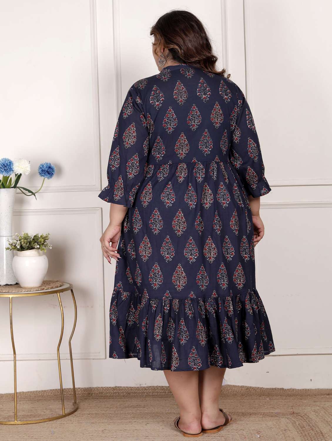 women plus size printed three quarter sleeve dress - 22076809 - Standard Image - 2
