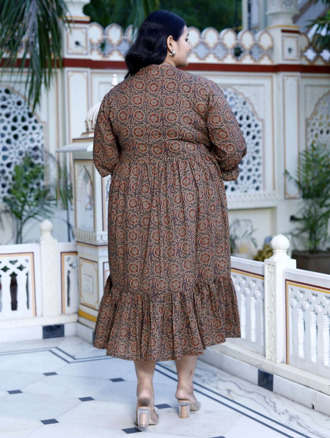 women plus size printed three quarter sleeve dress - 22076823 -  Standard Image - 2