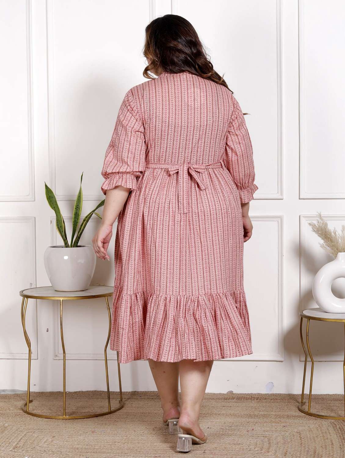 women plus size printed three quarter sleeve dress - 22076827 - Standard Image - 2