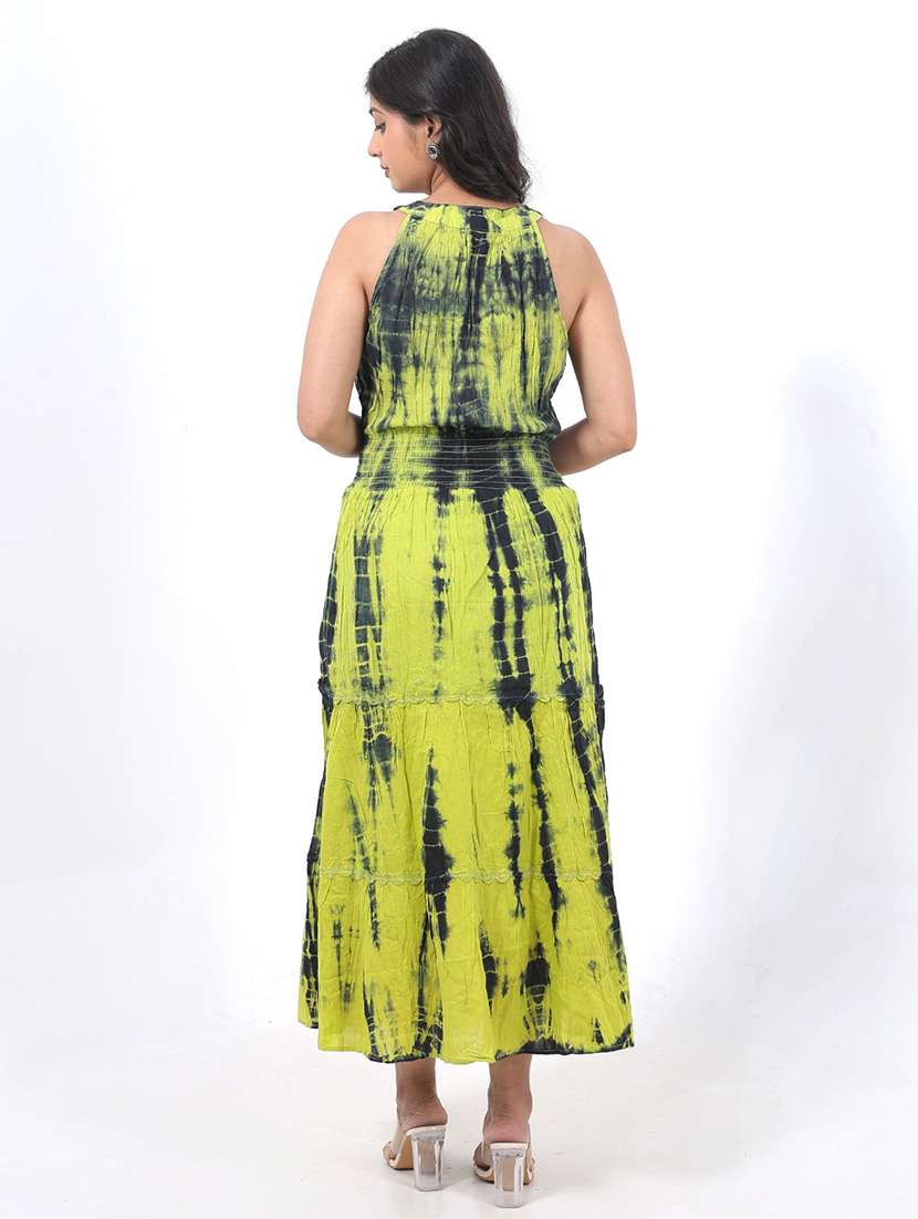 women tie & dye halter neck sleeveless fit & flare dress - 22076833 - Standard Image - 2