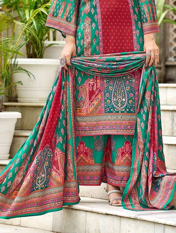 women printed long sleeve kurta palazzo with dupatta set - 22076919 - Standard Image - 2
