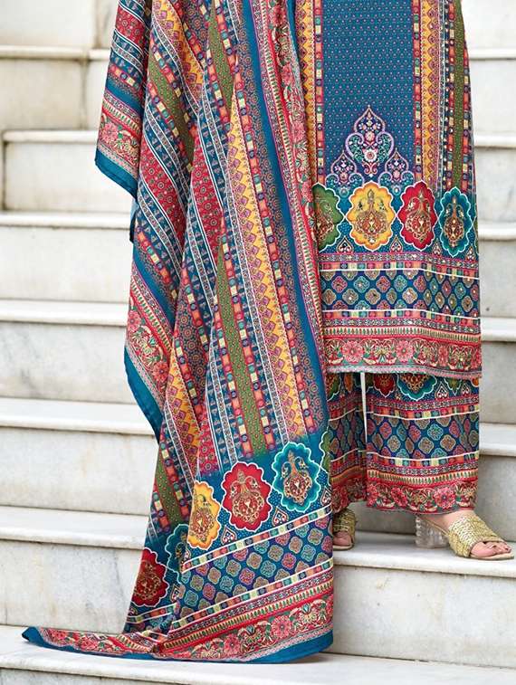 women printed long sleeve kurta palazzo with dupatta set - 22076920 - Standard Image - 2