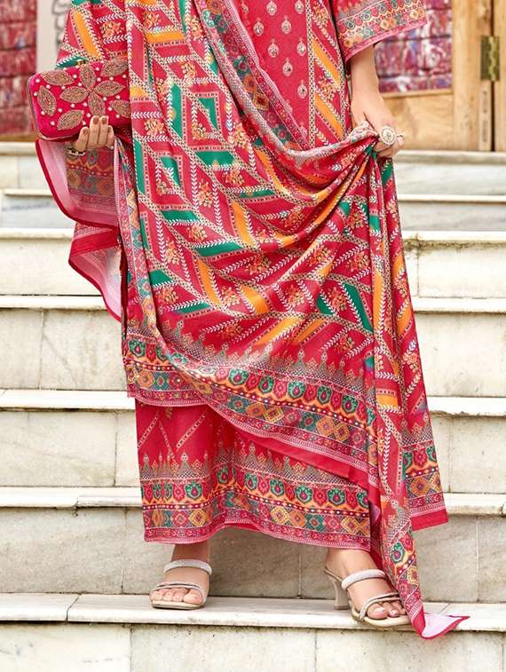 women printed long sleeve kurta palazzo with dupatta set - 22076921 - Standard Image - 2