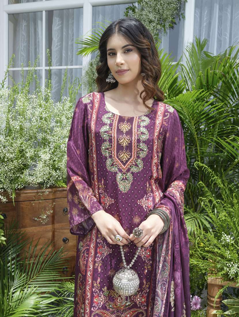 women printed long sleeve kurta pant with dupatta set - 22076992 - Standard Image - 2