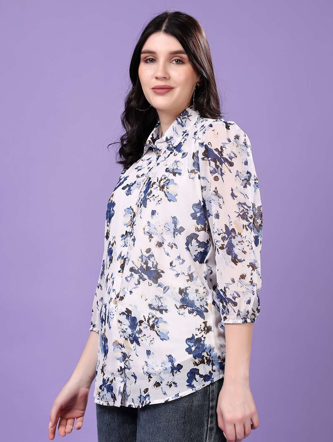 multi colored georgette regular shirt - 22077608 - Standard Image - 2
