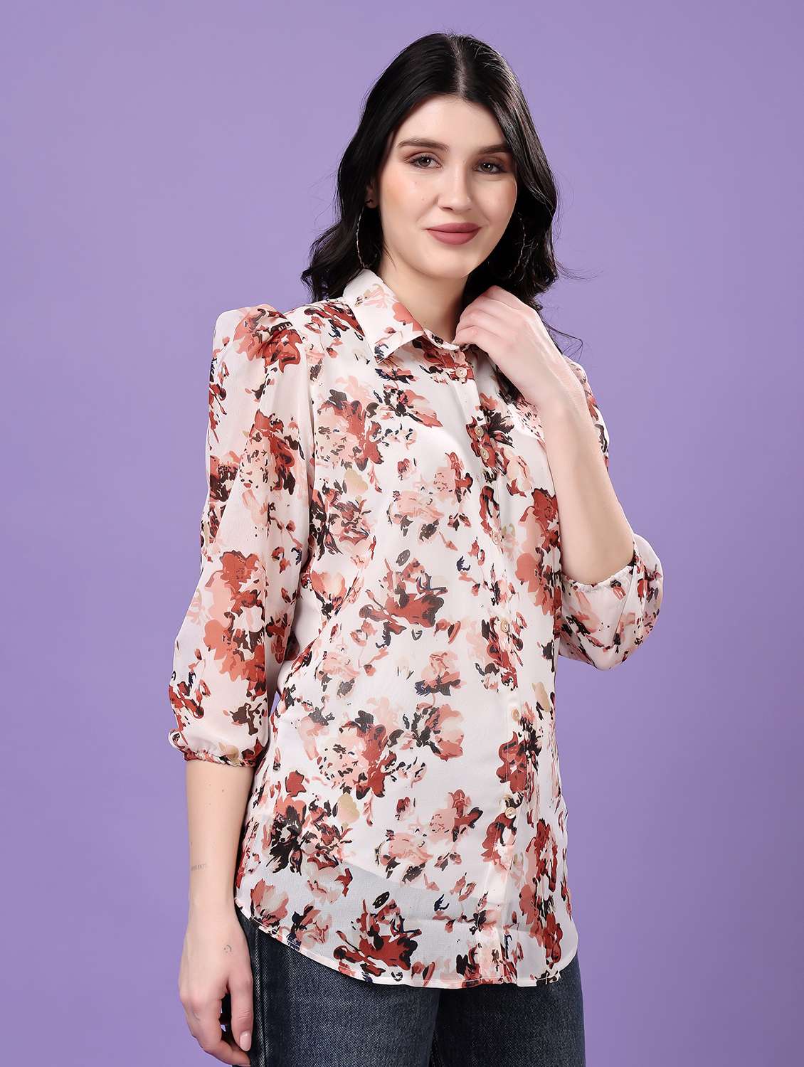 multi colored georgette regular shirt - 22077609 - Standard Image - 2