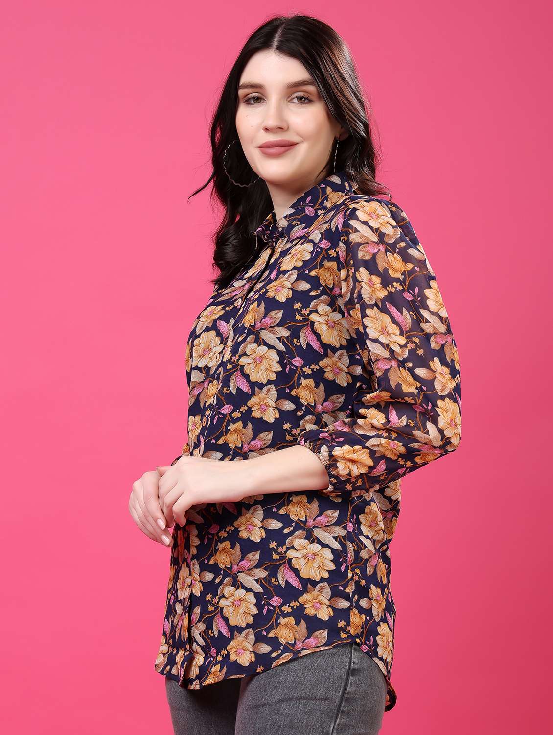 multi colored georgette regular shirt - 22077611 - Standard Image - 2