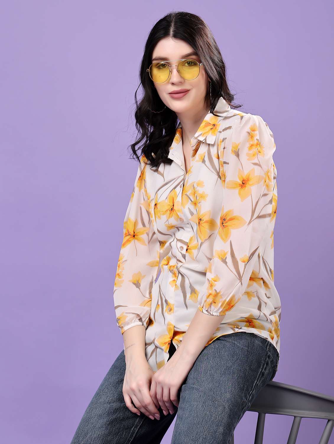 multi colored georgette regular shirt
