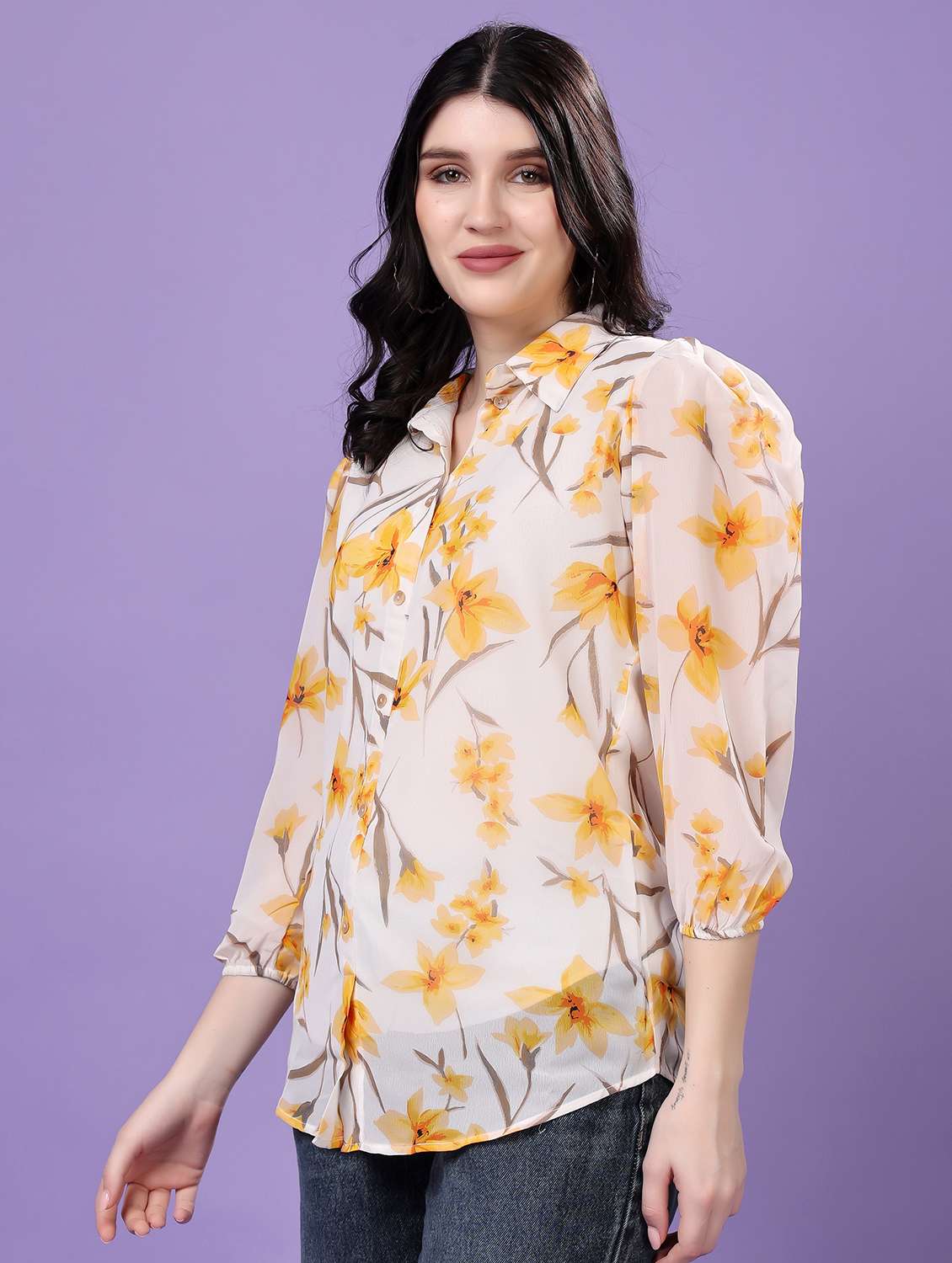 multi colored georgette regular shirt - 22077613 - Standard Image - 2