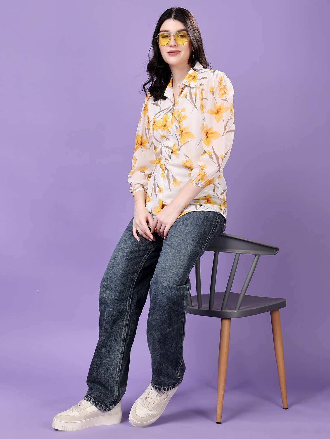 multi colored georgette regular shirt - 22077613 - Standard Image - 7